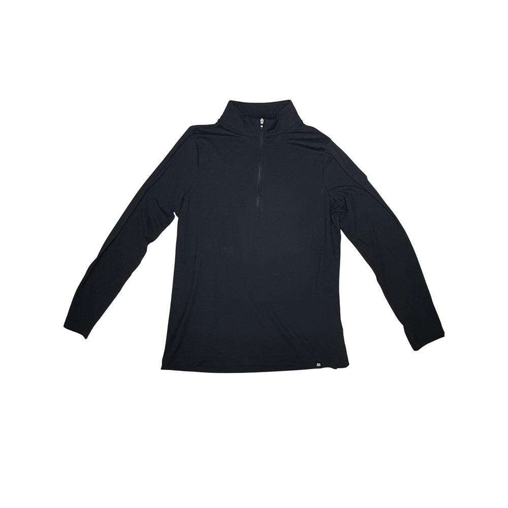 Travis Mathew Womens Black Quarter Zip Long Sleeve Performance Pullover Size M